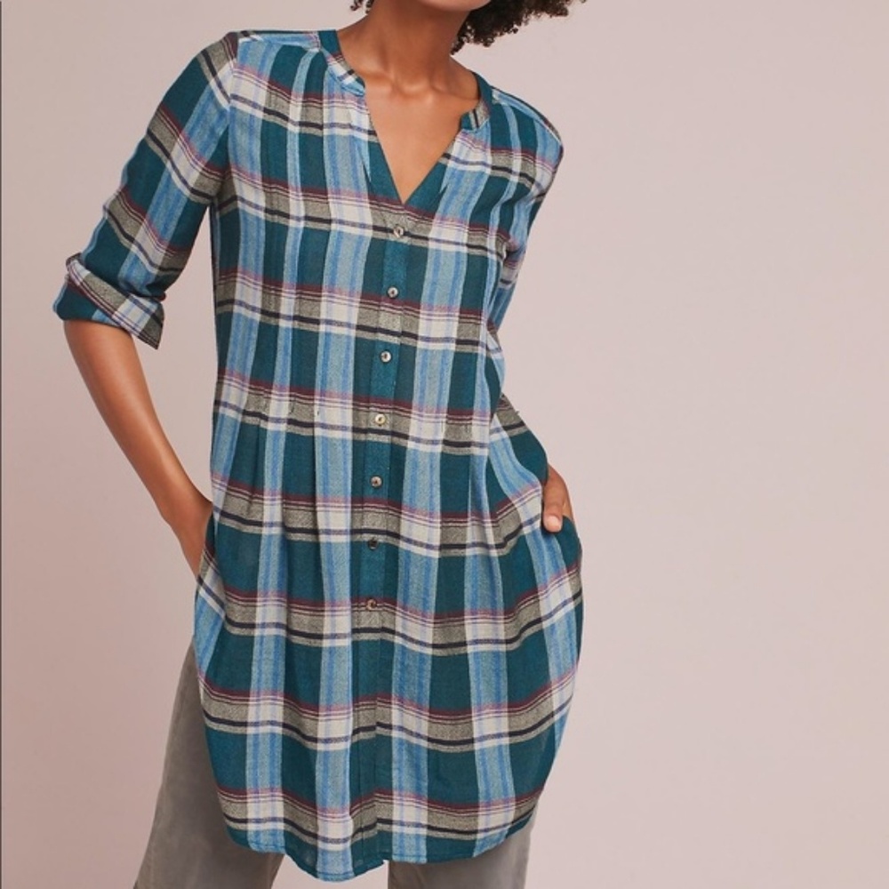 Anthropologie Akemi + Kin Lucie Plaid Tunic